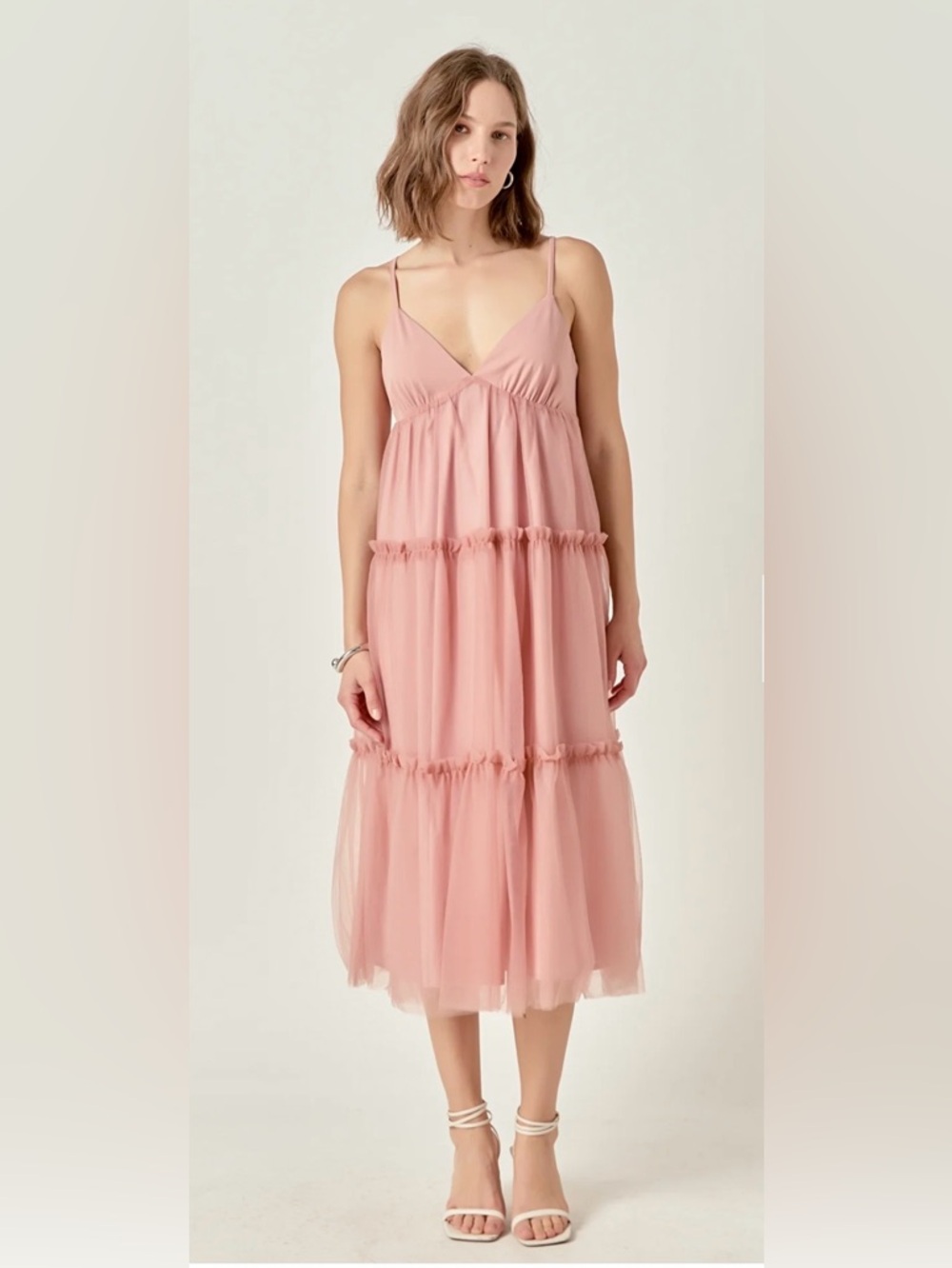 English Factory Tulle Contrast Midi Dress, NWT